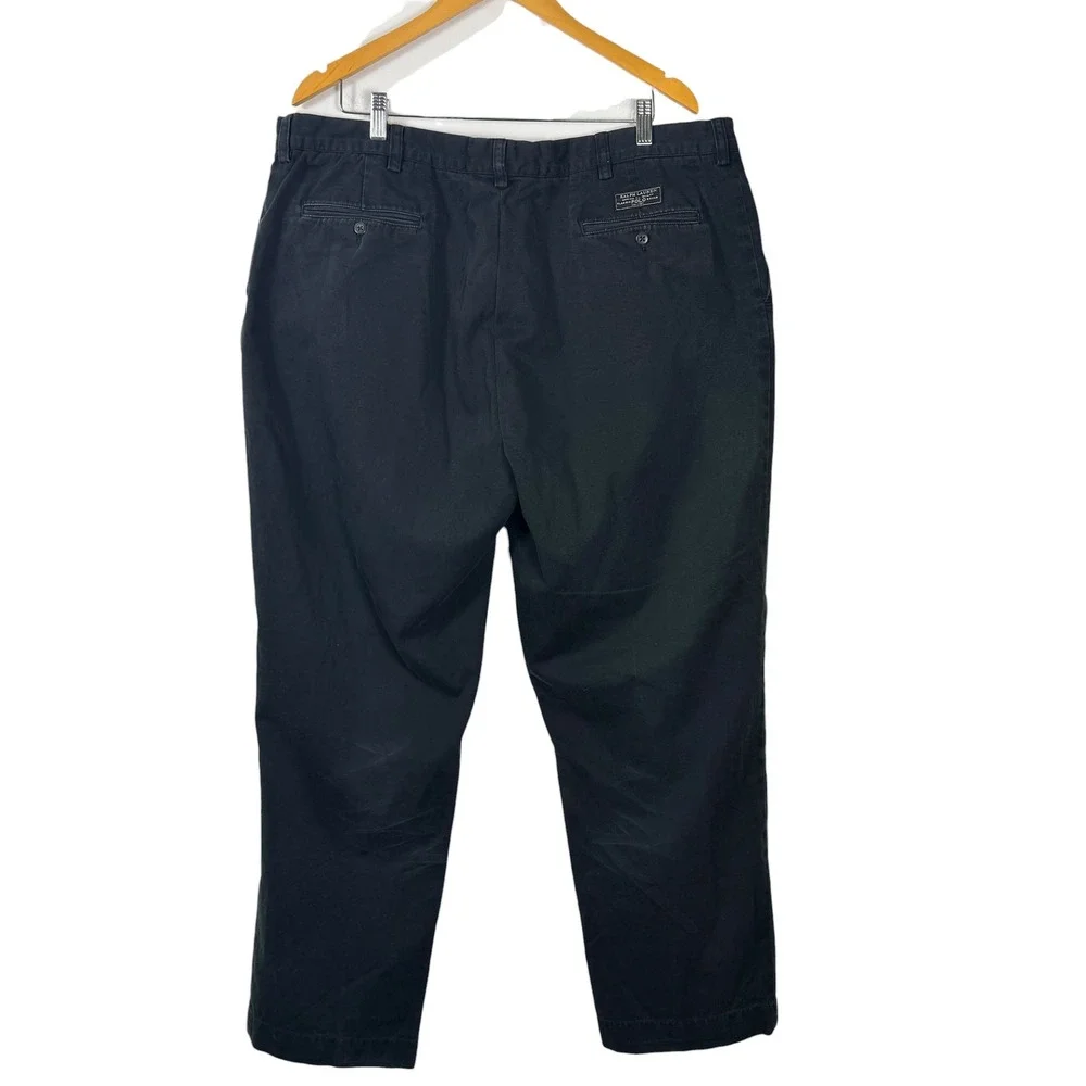 Vintage Polo Ralph Lauren Prospect Pant Men 42x32 Black Fade Cotton Chino Dapper